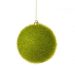 Lime+Green+Flocked+Ball+Ornament
